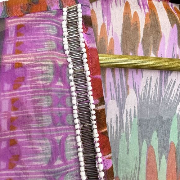 Y2K Womens Sheer Beaded Tunic Top L/XL Fairy Festival Boho Artsy Indie Resort - Picture 4 of 11